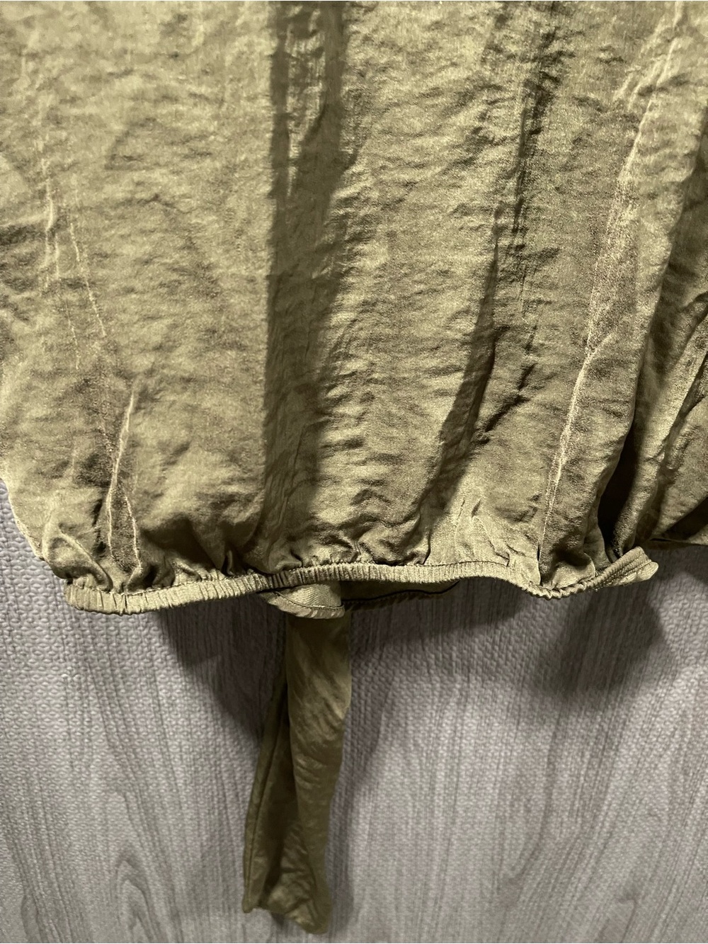 Express Olive Green Top with wrap V-Neck Tie Detail - Picture 5 of 6